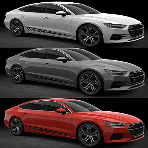 1Pair/2Pcs 62.9''Universal Sports Racing Stripe Truck Auto Car Body Side Door Vinyl Decals Car Strip Stickers Decoration For All Cars Suv Truck Matte Color Vehicles Stickers Accessories,Black #TOP4