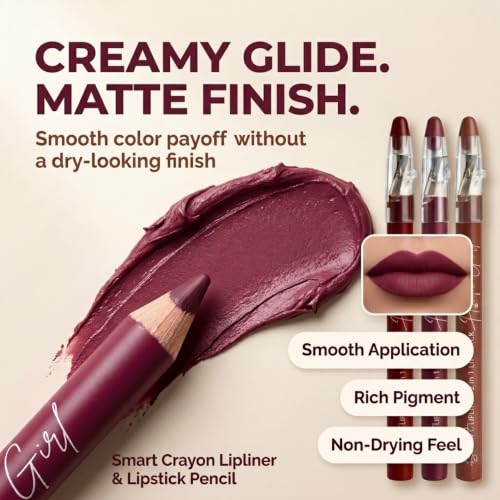 Image of 12 Pcs Matte Lip Liner & Lipstick Combo Brown Nude Red Maroon | Waterproof, Pencil, Set for Daily Party Makeup Looks, Indian Beauty, Line Fill