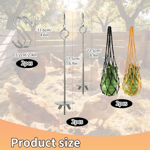 CZAYEFNH Hühner Futterspender & Spielzeug Set – Multifunktionaler Futterspender & Automatischer Hühnerfeeder – Ideal für Hühner, Squirrels, Wellensittiche und mehr – Mit S-Haken und Obstspießen