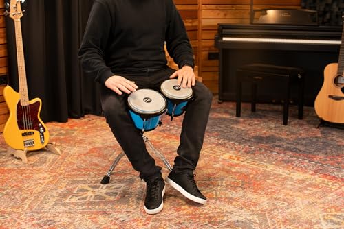 Image of Bongo Drum Set with Durable Synthetic All-weather Shells, Journey Series - NOT MADE IN CHINA - Natural Buffalo Skin Heads, 2-YEAR WARRANTY