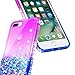 iPhone 6S Plus Case, iPhone 6 Plus Case with Tempered Glass Screen Protector for Girls Women, NageBee Glitter Liquid Sparkle Bling Floating Waterfall Shockproof Durable Cute Case -Purple/Blue