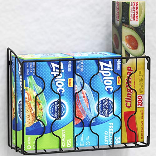 Simplehouseware Wall Door Mount Kitchen Wrap Organizer Rack, Black #TOP1