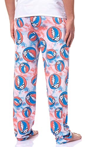 Bioworld Grateful Dead Men's Allover Steal Your Face Logo Tie Dye Adult Sleep Bottoms Pajama Pants4