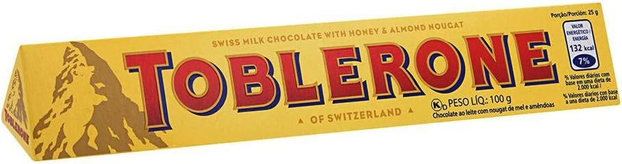 Swiss Milk Chocolate Bar Iconic Honey & Almond Nougat Chocolate in Triangle Shape, 100 grams