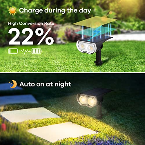 Linkind Solar Outdoor Lights, Solar Lights Outdoor Waterproof Ip67, 2-In-1 Solar Spot Lights Outdoor, Solar Lights Warm White With 22 Leds Auto On/Off, Outdoor Lights For Yard Garden Decor, 4 Pack #TOP3
