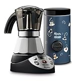  DeLonghi EMKE42 + DCM1 - Cafetera (Cafetera moka eléctrica, De café molido, 550 W, Negro, Acero inoxidable)