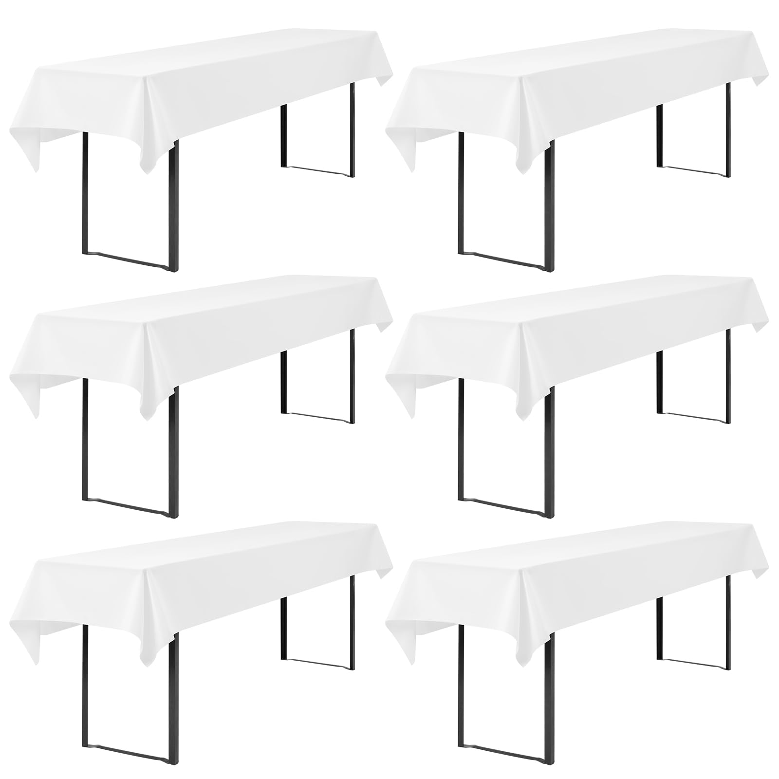 Showgeous Bier-Tischdecken 6er-Pack Weiß 100x250cm | für 50-cm- und 70-cm-Biertische,rechteckige Tischdecken,waschbar,100% Polyester,Blickdichte,Anti-Falten