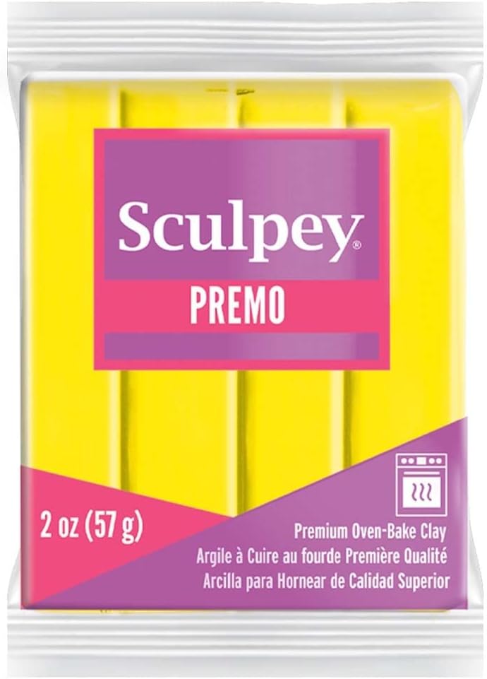 Polyform Sculpey Premo Polymer Oven-Bake Clay, Zinc Yellow, Non Toxic, 2 oz. bar, Great for jewelry making, holiday, DIY, mixed media and home décor projects. Premium clay perfect for clayers and artists.
