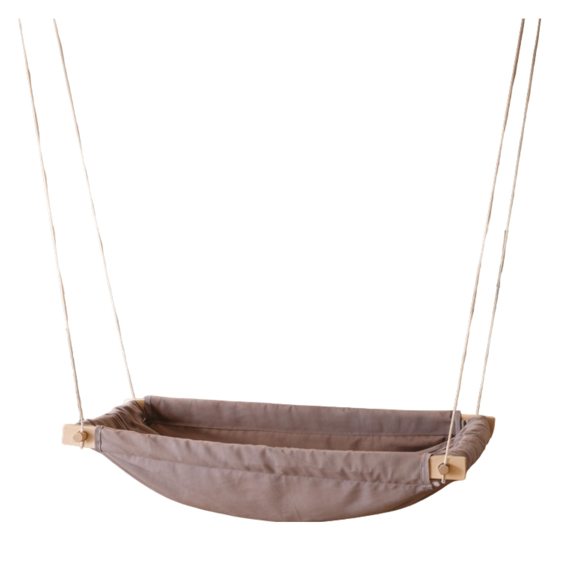 Kinder-Hängematte mit Holzgestell – Ergonomische 66×150 cm Hängeliege für Kinder 3–5 Jahre I Sanftes Schaukelgefühl, Atmungsaktiver Stoff & Leicht Tragbar I Modernes Design in Grau (Grau-2)