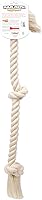 Vista 2 de Flossy Chews - Tirón de cuerda de 3 nudos, 100% algodón, color blanco, XL, 36 pulgadas