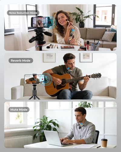 Image of GRENARO Mic for YouTube Wireless, Dual Lapel Wireless Microphone for Recording with LED Display, 164ft Range, Mute /Reverb /Noise Reduction for YouTube, Live Streaming, Vlogging (Dual Channel(Type-C))