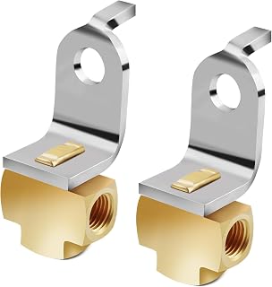 3-Way Brake Line Tee with Mounting Bracket,Brass Brake Line Fittings 3/16" for 3/8"-24 Threads Maintaining Brake System,Universial Brake Line Fittings for Fuel Line,Liquid Line (2PCS)