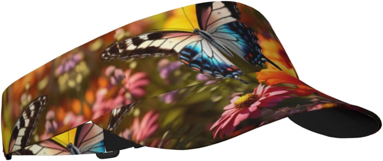 Vivid Colorful Garden3 Print Sports Sun Visor Hats Adjustable Running Golf Tennis Sun Cap for Women Men