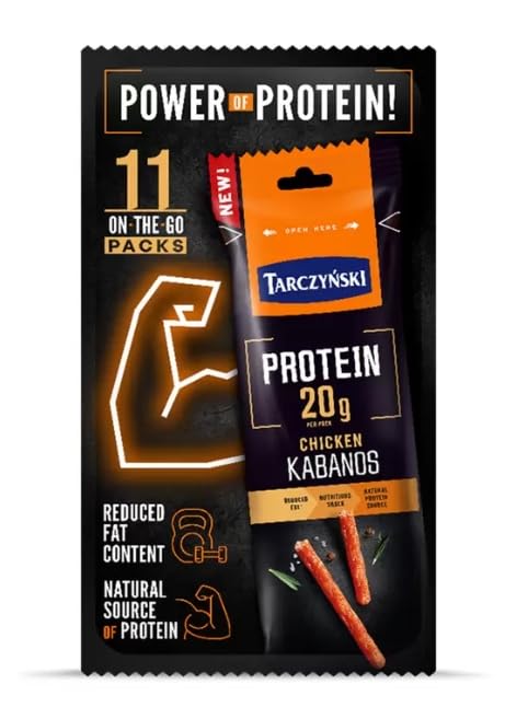 Tarczynski Protein Chicken Kabanos 11-Pack High-Protein Low-Fat Chicken Sausages Gluten-Free and Ready-to-Eat Perfect for Healthy Snacking Gym and On-the-Go Nutrition