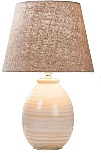 DFAEEKIYO Ceramic Table Lamp Warm Fabric Shade Indoor Lighting(B)