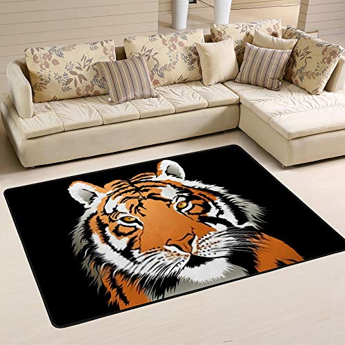 Tapis de salon tigre antidérapant et doux pour pieds froids