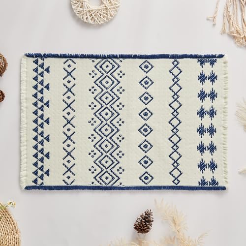 Douceur Blue Boho Tassel Tribal Bath Mat 36"x24" Non Slip Washable by Douceur - Used condition - Image 5