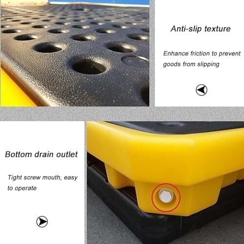 Spill Containment Pallet Stackable Modular Platform Spill Containment Platform With Grating Outlet Modular Spill Platform Spill Platform Yellow And Black Modular Spill Containment Pallet(34x34x6.5cm)