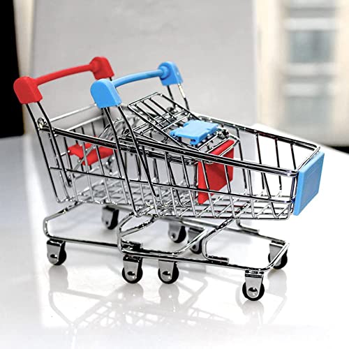 Mini Shopping Cart，Supermarket Handcart Mini Shopping Cart Mini Supermarket Storage Toy Decorative Ornaments For Storage Toys (Blue) #TOP5