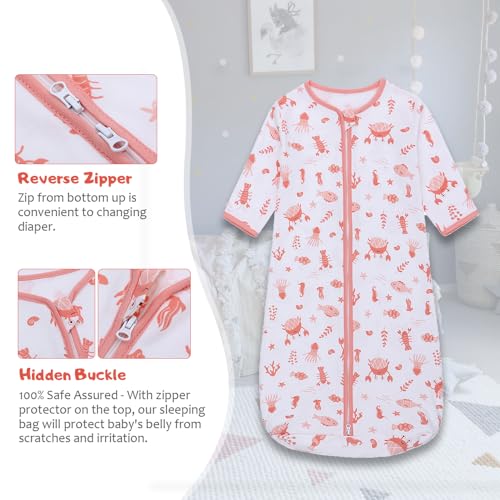 Image of Miracle Baby Long Sleeve Sleep Sack 2-Pack, 100% Cotton Wearable Blanket Baby Sleeping Bag for Newborn Infant Toddler