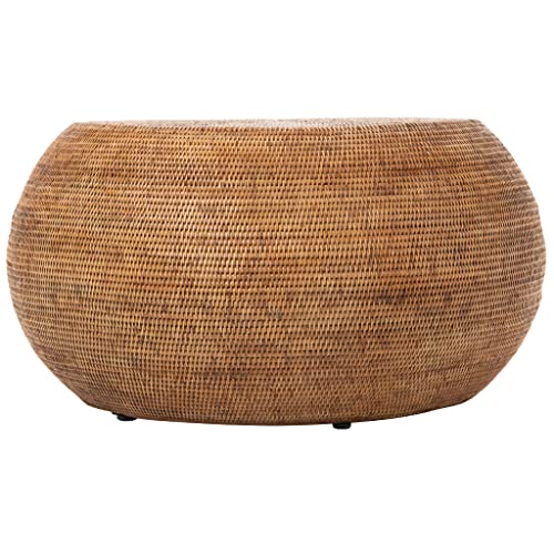 Kouboo La Jolla Round Rattan Storage Coffee Table, Honey-Brown #TOP3