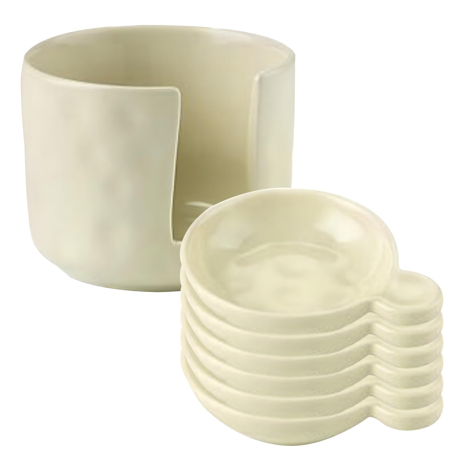 Mini piatto e supporto in ceramica per salse – versatile ciotola per ketchup e salsa di soia con scatola – ideale per barbecue snack e contenitori per trucchi