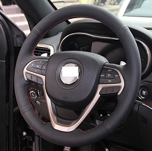 Ji Hand Sewing Genuine Leather Steering Wheel Cover Black For 2014 2015 2016 Jeep Cherokee (There Is No Paddle Shifters) #TOP2