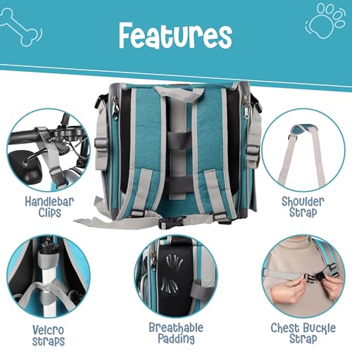 Picea cesta de bicicleta para cães, janelas de malha, 2 correias de segurança, laterais macias, tran