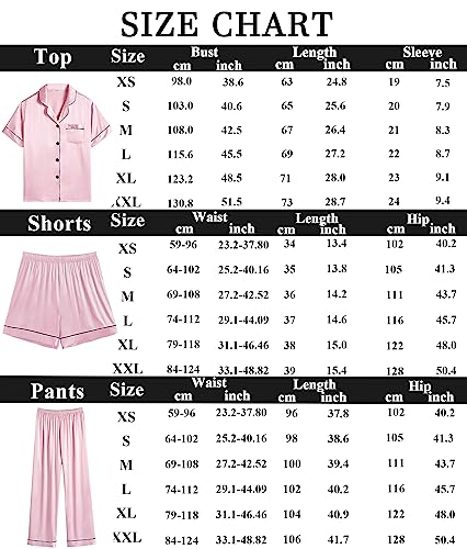 SWOMOG Womens Satin Pyjama Sets Ladies Silk Nightwear 3 Piece Short Sleeve Pj Set Button Down Sleepwear Set Loungewear - Image 7
