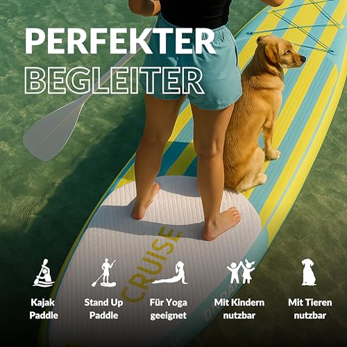 Robustes Dropstitch-PVC-Material des NOARD Allround SUP Boards aufgeblasen auf 15 PSI