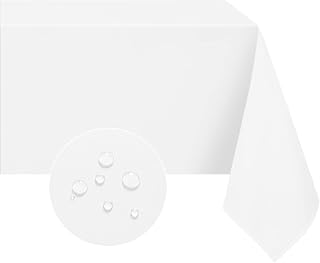 Softalker Rectangle Tablecloth, Waterproof & Stain Resistant Table Cloths Wrinkle Free Fabric Washable 210GSM Polyester Table Cover for Spring/Party/Outdoor - 60 x 84 inch,White
