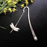 Silver Glow in The Dark Feather Metal Bookmark, Luminous Retro Feather Bookmark Glow in The Dark, Ideal Gift for Reader, Teachers, Adults,Book Covers and Book Accessories,Office Supplies (Dragonfly)