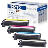 4 Pack TN210 TN-210BK/C/M/Y Toner Cartridge Set Replacement for Brother TN210BK TN210C TN210M TN210Y Work with MFC-9125CN MFC-9325CW HL-3045CN HL-3070CW Printer Toner