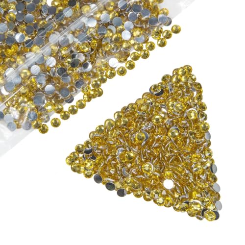 qiipii 14000PCS 2mm Crystal Yellow Resin Rhinestones for Crafting Flatback Stones Bulk SS6 Diamonds Crystals Gems Charms for Nails Face Eyes Makeup Tumblers Bottles DIY Crafts Clothes Shoes Phones Car