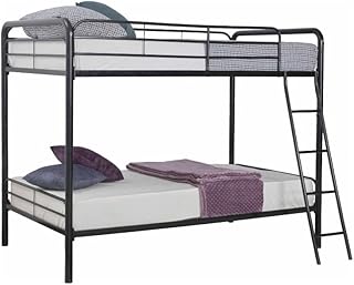Better Home Products Twin Over Twin Metal Bunk Bed in Black