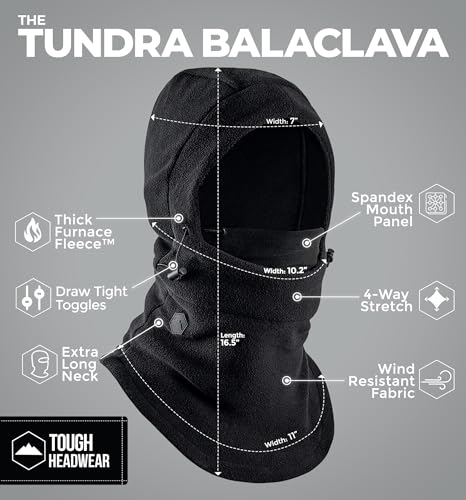 Tough Headwear Fleece Balaclava Ski Mask - Windproof Face Covering - Ski Mask for Cold Weather Gear - Winter Accessories - Image 4