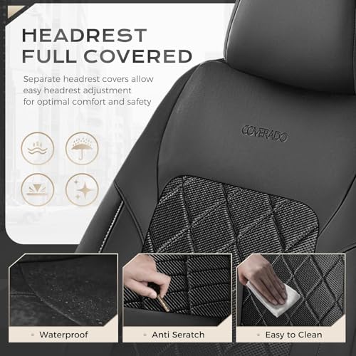 Image of Coverado Car Seat Covers, Front Seat Covers, 2 Front Automotive Seat Cover, Mesh Breathable Seat Protectors, Universal Fit for Most Cars