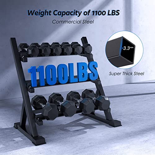 AKYEN 3 Tier Dumbbell Rack Stand Only for Home Gym, Heavy-Duty Weight Rack for Dumbbells (1100 Pounds Weight Capacity, 2022 Version) - Thumbnail 3