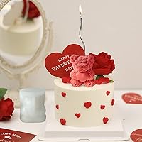 Vista 3 de Zayookey Molde de vela con forma de oso de rosa, moldes de silicona para jabón de oso de amor, molde de resina epoxi para velas de bricolaje, Blanco