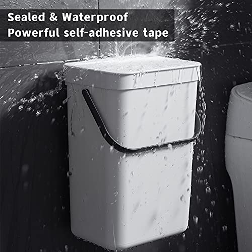 Stonespace Hanging Trash Can, 3.2 Gallon/12L Small Trash Can With Lid For Kitchen Cabinet Door Or Under Sink, Bathroom Trash Can With Lid, Food Waste Bin, 1 Pack White #TOP4