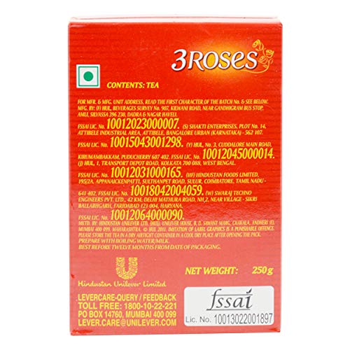 Image of Brookebond Brooke Bond 3 Roses Tea, 245Gram - Assam, Loose Leaves