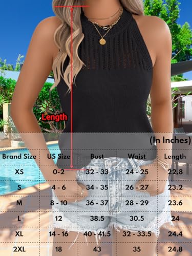 Image of ChiaoLezhee Women's Summer Knit Tank Tops, Racerback High Neck Lightweight Sweater Vest, Dressy Casual Outfits