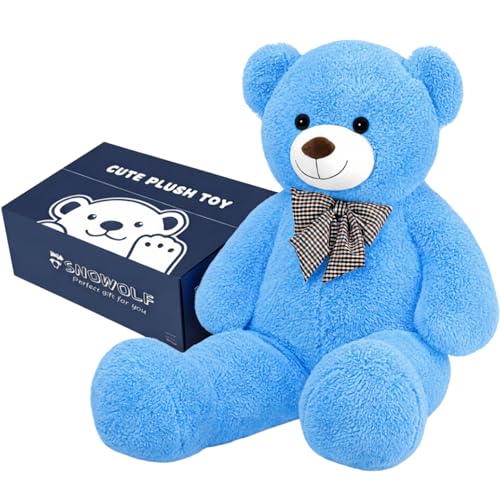 SNOWOLF 110cm XXL Teddybär Riesen Weiches Spielzeug groß Stofftier Plüschtier Plüschbär Kuschelbär Teddy Bär Geschenk (1.1m, Blau)