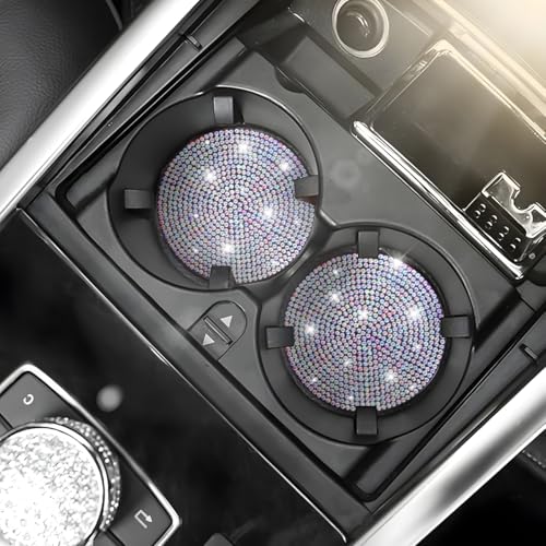 Image of Osilly Bling Car Cup Holder Coaster, Crystal Rhinestone Anti-Slip Insert Coasters, Universal 2.75 Inch Fashion Automotive Cup Mat, Car Interior Accessories Decor Gifts for Women (Multicolor, 4PCS)