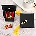 Bememo 100 Pieces Graduation Candy Boxes Graduation Party Favors Class of 2026 Cap Gift Boxes Graduate Centerpieces with Tassel for Grad Ceremony Party(Yellow)