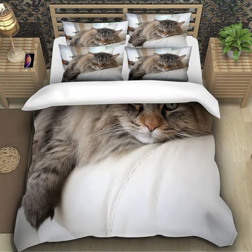 Housse de Couette Chat Impression 3D Haute Densité Microfibre Confort - 5