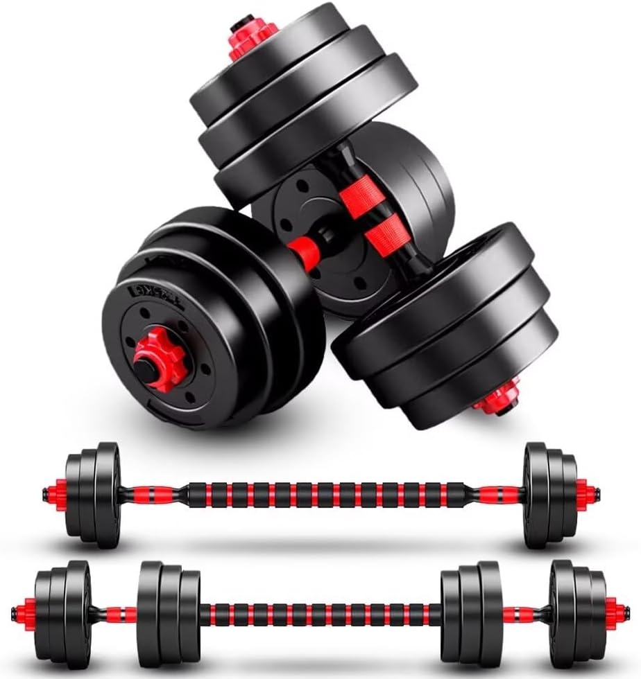 Adjustable Dumbbell Sets Barbell 2 in 1 Weight Pair Home Fitness Free Weight Equipment Anti-Slip Handle with Connector,Lifting Dumbells for Body Workout Home Gym,Delivery Within 7 Days
