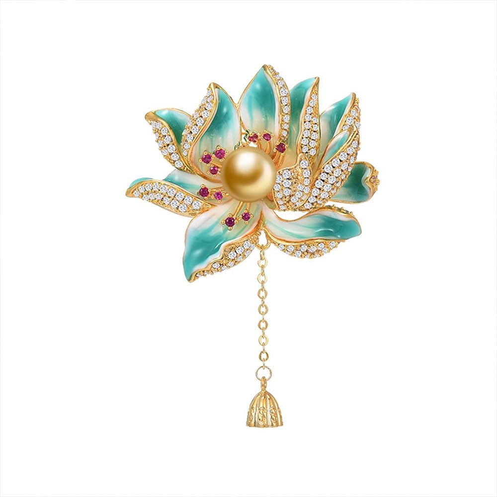 NONNYL Elegant South Sea Golden Pearl Brooch Pins Costume Jewelry For Women Fashion Christmas Gifts Wife Mom Girlfriend, Anniversary Birthday Fine Jewelry Gifts for Her NO1155