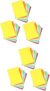 Abaodam 36 Peças Separador De Página Pastas De Plástico Etiquetas De Plástico Pasta De Arquivo De Plástico Separador Colorido Classificador Divisores De 6 Furos Etiquetas Divisor De