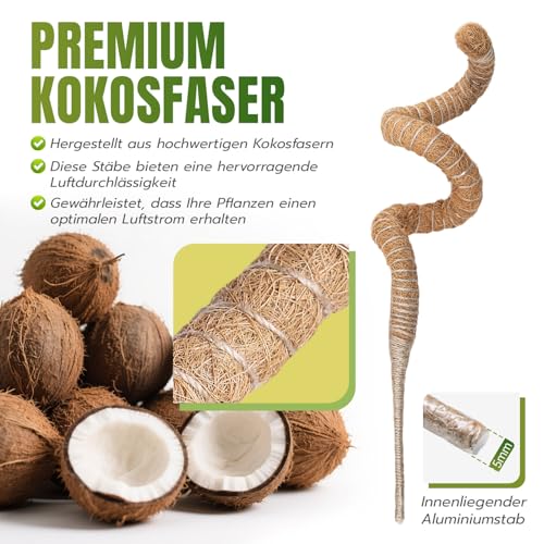 Mcbazel 2x70CM Monstera Rankhilfe Kokosfaser Rankhilfe mit Zubehör, Pflanzenstütze für Monstera Stab Kletterpflanzen im Innenbereich,Pothos und Zimmerpflanzen im Topfpflanzen